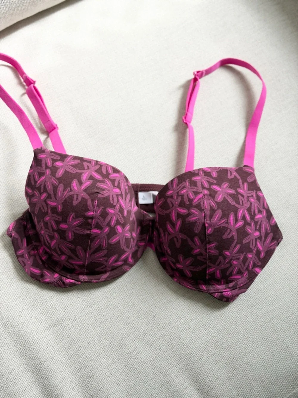 Auden The Everyday Pink Floral Underwire Bra. Women’s Sz-36C T-Shirt | Comfy EUC